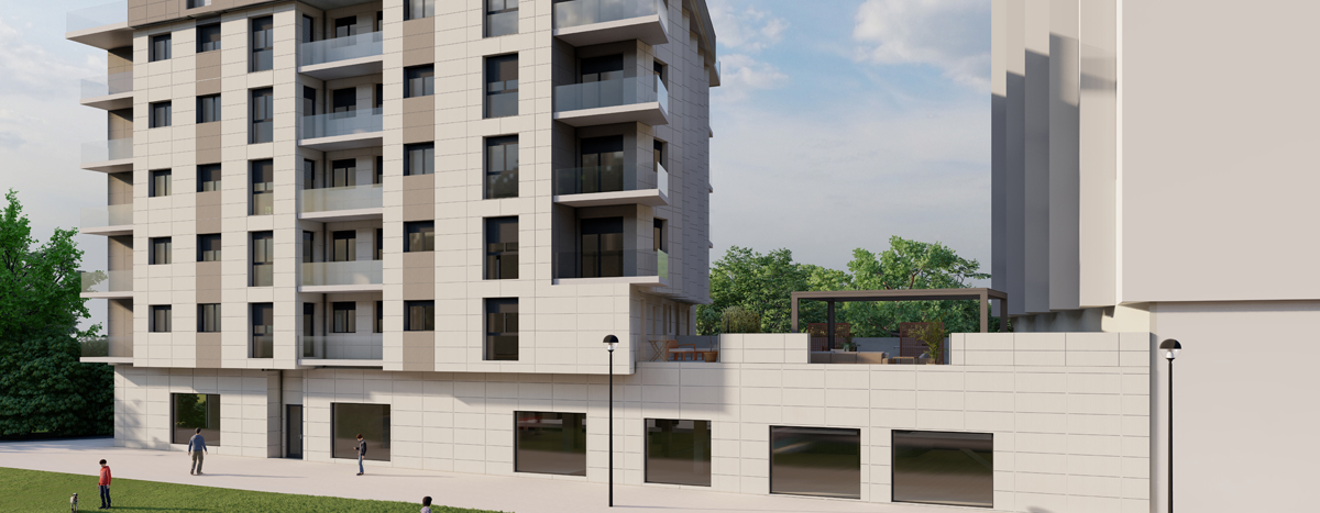 Alzado Sur-Oeste a vista de calle